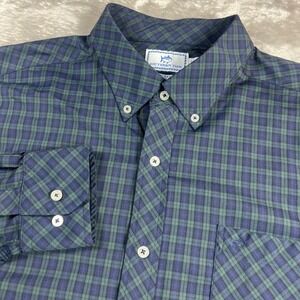 Southern Tide Men's XL Button Down Shirt Navy Green Plaid Intercoastal 27020